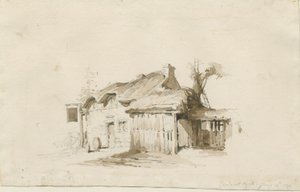 Fradswell - Cottage on Heath: pencil and wash drawing