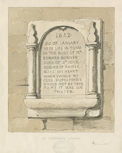 Seighford Church - Stone tablet to Edward Bowyer by Thomas Peploe Wood