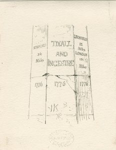Tixall - Stone Pillar showing Mileage by Thomas Peploe Wood