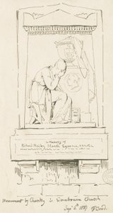 Monument to Richard Bailey Marsh (pen and sepia drawing) by Thomas Peploe Wood