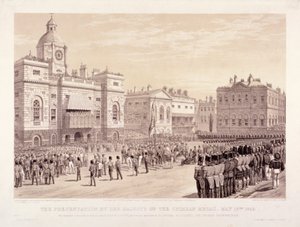 Presentation of the Crimean Medal by Queen Victoria to Colonel Sir Thomas Trowbridge, May 18th 1855