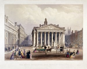 Royal Exchange and the Bank of England on the left, London