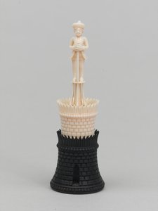 Black rook, chess piece, India by Thomas Robert Way