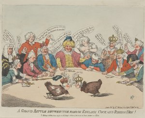 A Grand Battle between the Famous English Cock and Russian Hen by Thomas Rowlandson