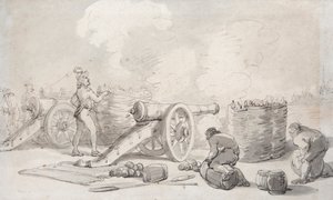 A French Artillery Division in Action by Thomas Rowlandson