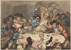 A Kick-up at a Hazard Table, Published 1787 by Thomas Rowlandson