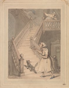 A Maiden Aunt Smelling Fire by Thomas Rowlandson