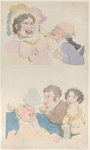 A Man Enticed by a Woman, and Smoking a Customer by Thomas Rowlandson