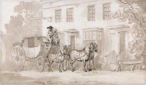 A Stage Coach Outside of the Entrance of an Inn