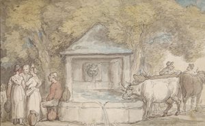 A Village Fountain by Thomas Rowlandson