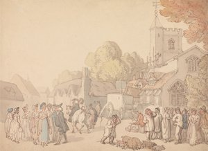 A Village Scene Outside a Church by Thomas Rowlandson