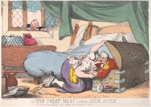 After Sweet Meat Comes Sour Sauce, or Corporal Casey Got into the Wrong Box, November 30, 1810 by Thomas Rowlandson