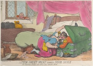 After Sweet Meat Comes Sour Sauce, or Corporal Casey Got into the Wrong Box by Thomas Rowlandson