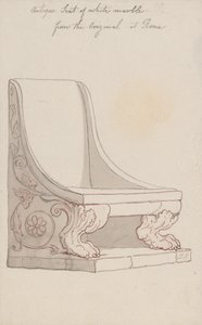 Antique Seat of White Marble, from the Original at Rome by Thomas Rowlandson