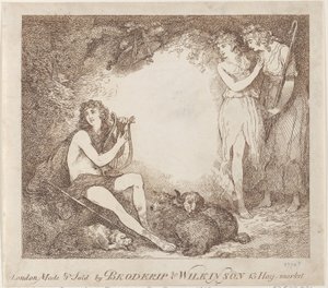 Apollo, Lyra and Daphne Trade Card Illustrating Marian, an Opera by Thomas Rowlandson