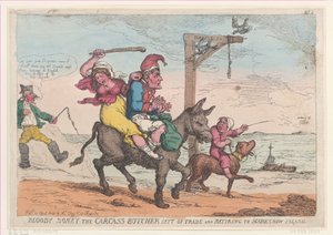 Bloody Boney the Carcass Butcher Left of Trade and Retiring to Scarecrow Island, April 12, 1814 by Thomas Rowlandson