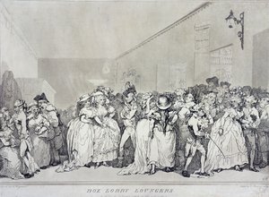 Box Lobby Loungers, etched by Rowlandson from a design by Henry Wigstead, pub. by John Raphael Smith, 1786 by Thomas Rowlandson