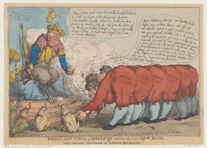 Broad Bottoms in Holland Worshiping Their New King, July 23, 1806 by Thomas Rowlandson