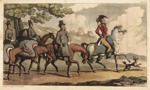 Captain Johnny Newcome and His Servants with Pack Horses on the Road to Santarem, Portugal by Thomas Rowlandson