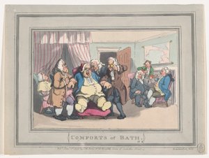 Comforts of Bath, Plate 1 by Thomas Rowlandson