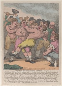 Description of a Boxing Match between Ward and Quirk for 100 Guineas a side by Thomas Rowlandson