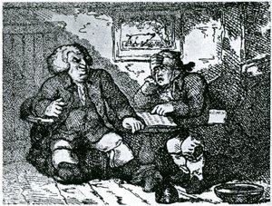 Dr Johnson and James Boswell recovering from a hangover after a night on the town by Thomas Rowlandson