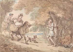 Dr. Syntax Bound to a Tree by Highwaymen by Thomas Rowlandson