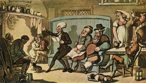 Dr. Syntax Reading His Tour in the Kitchen of the Dun Cow by Thomas Rowlandson