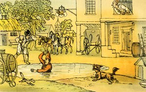 Dr Syntax amused with Pat in the pond by Thomas Rowlandson