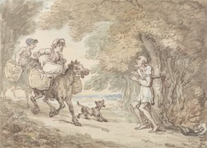 Dr Syntax Bound to a Tree by Highwaymen by Thomas Rowlandson