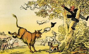 Dr Syntax pursued by a bull by Thomas Rowlandson