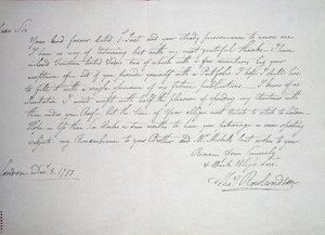 Earliest known letter from the artist to a Mr Downs, a potential patron, 8th December 1797 by Thomas Rowlandson
