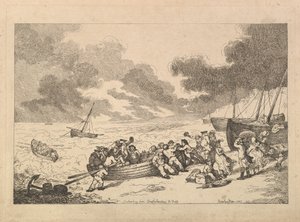 Embarking from Brighthelmstone to Dieppe, from Imitations of Modern Drawings by Thomas Rowlandson