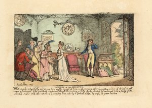 Fashionable Couple Disturbed by Stupid, Stone-Cold Idle Relative by Thomas Rowlandson