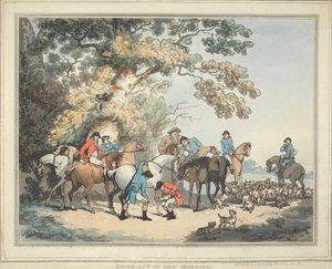 Fox-Hunting [set of six]: 1. Going Out in the Morning by Thomas Rowlandson
