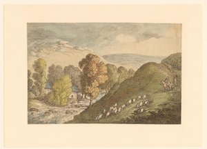 Hill Landscape with Sheep by Thomas Rowlandson