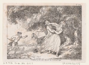 Joseph Hastens to Rescue Fanny from Imminent Danger, from The Adventures of Joseph Andrew, 1792 by Thomas Rowlandson