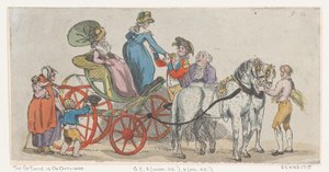 Ladies Getting Out of a Carriage from Plate 16, Outlines of Figures, Landscapes