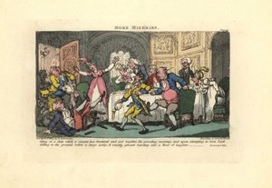 Man Falling Off a Broken Chair at a Dinner Party by Thomas Rowlandson