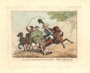 Man Losing Control of His Mount While Passing a Carriage by Thomas Rowlandson