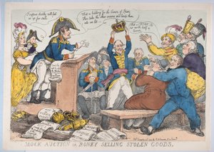 Mock Auction or Boney Selling Stolen Goods, December 25, 1813 by Thomas Rowlandson