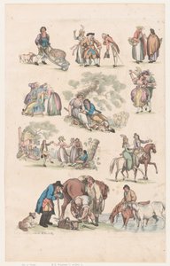 Plate 14, Outlines of Figures, Landscapes and Cattle for the Use of Learners by Thomas Rowlandson