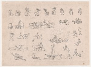 Plate 2, Outlines of Figures, Landscapes and Cattle for the Use of Learners, June 1, 1790 by Thomas Rowlandson