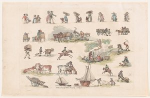 Plate 2, Outlines of Figures, Landscapes and Cattle...for the Use of Learners by Thomas Rowlandson