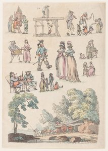 Plate 5, Outlines of Figures, Landscapes and Cattle for the Use of Learners by Thomas Rowlandson