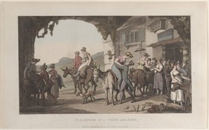 Pleasures of a Poste Aux Ânes, from Journal of Sentimental Travels in the Southern Provin... by Thomas Rowlandson