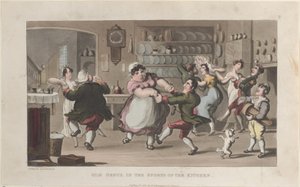 Quae Genus, in the Sports of the Kitchen, from The History of Johnny Quae Genus, August 1, 1821 by Thomas Rowlandson