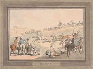 Racing [set of six]: 1. Racing by Thomas Rowlandson
