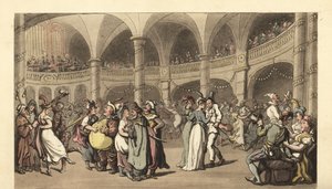Revellers in Costume at a Masked Ball in a Large Theater by Thomas Rowlandson