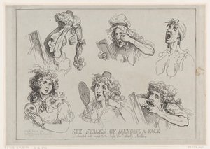 Six Stages of Mending a Face, Dedicated with respect to the Right Hon-ble. Lady Ar by Thomas Rowlandson
